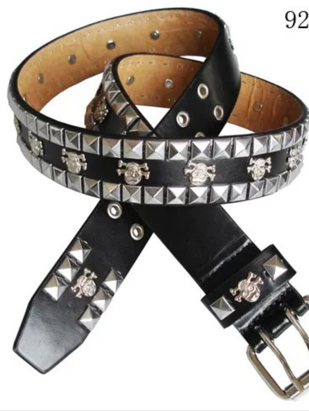 VINTAGE STUDED CORRA Black Studded Leather Belt for Women & Men Rock Style